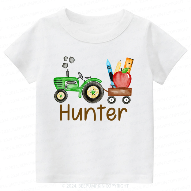 Personalized Name Farm Tractor Back To School T-shirt