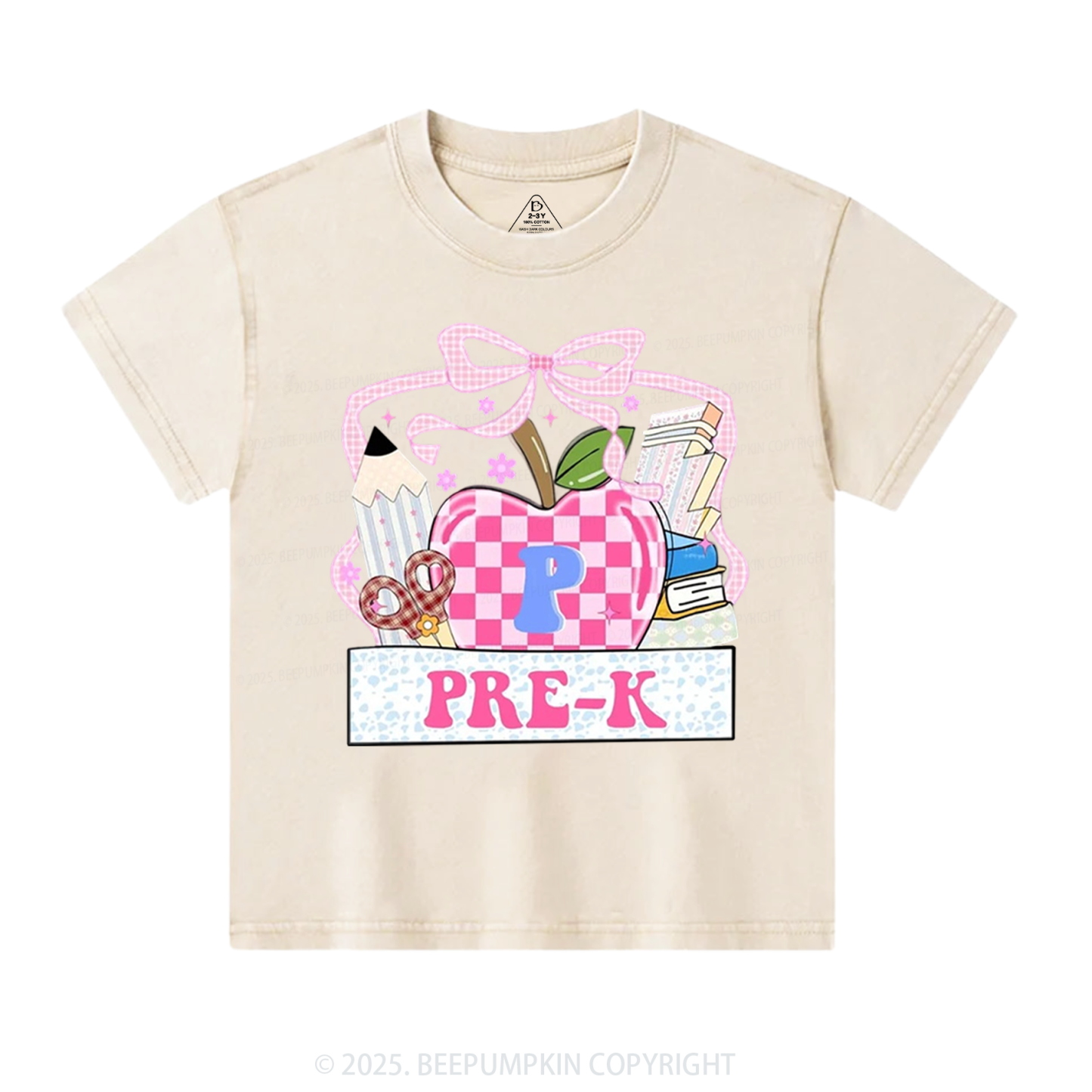 Personalized Checkered Apple Days Toddler&Kids Washed Tees