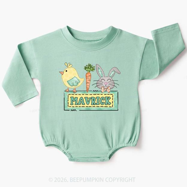 Personalized Name Easter Bunny Carrot Baby Bubble Romper