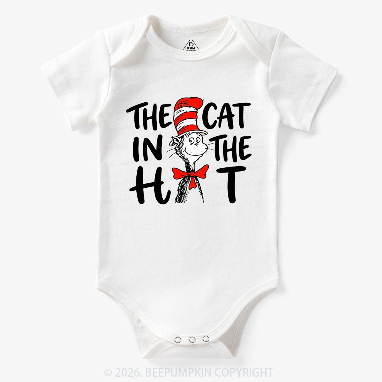 Whimsical Cat In The Hat Baby Bodysuit