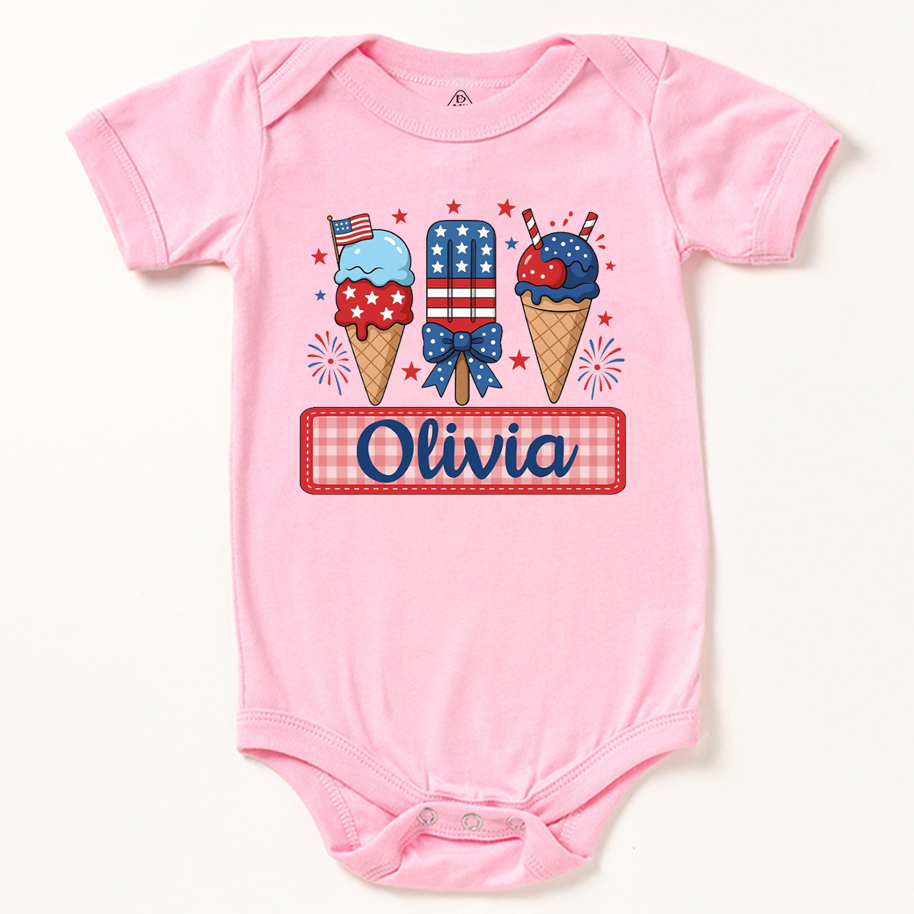 Personalized Name 4th Of July Bodysuit Beepumpkin