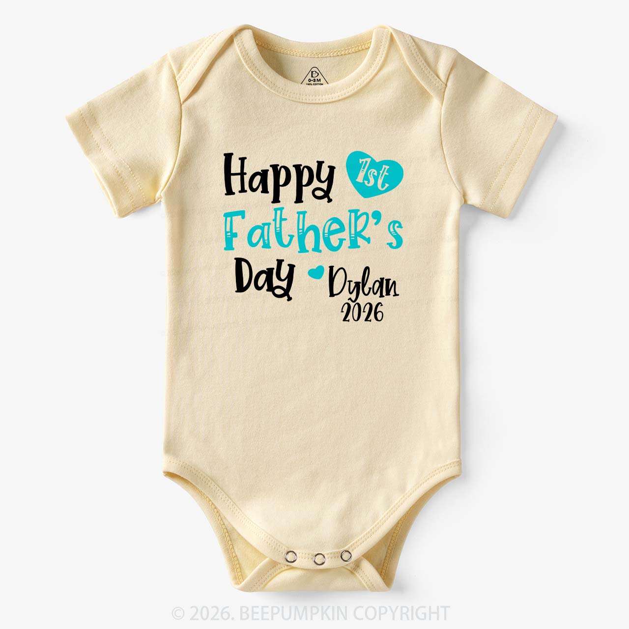 Personalized Happy 1st Father's Day Blue Bodysuit Beepumpkin