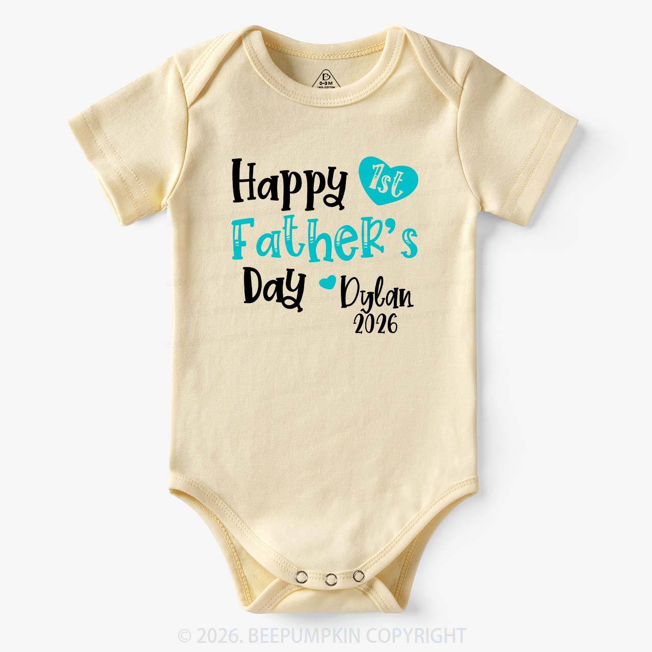 Personalized Happy 1st Father's Day Blue Bodysuit Beepumpkin Sale-Beepumpkin™