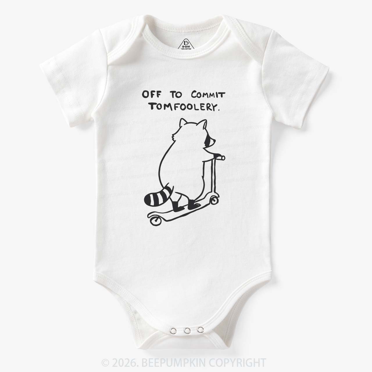 Off To Commit Tom Foolery Silly Raccoon Bodysuit