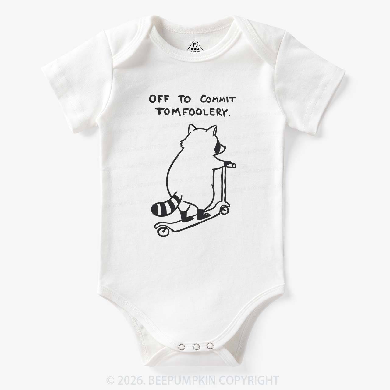 Off To Commit Tom Foolery Silly Raccoon Bodysuit