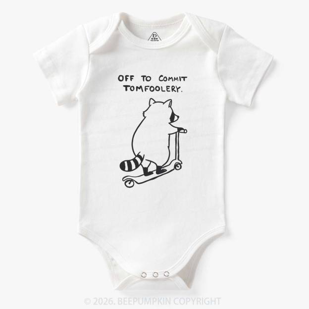 Off To Commit Tom Foolery Silly Raccoon Bodysuit