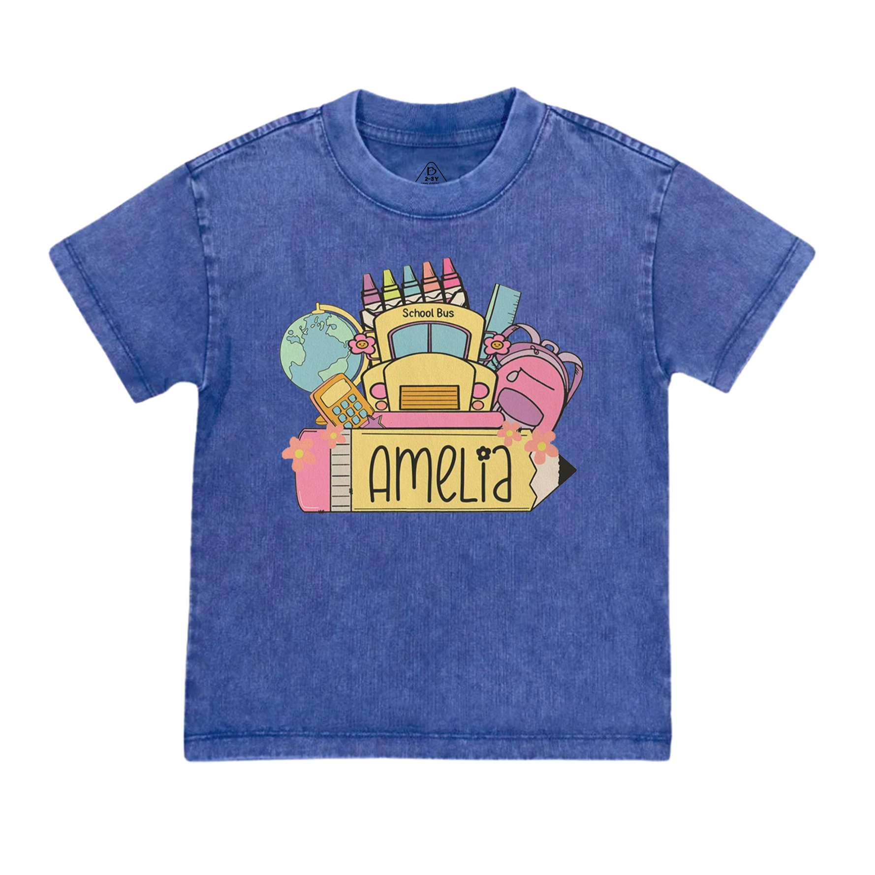 Personalized Back To School Girls Name Toddler&Kids Washed Tees
