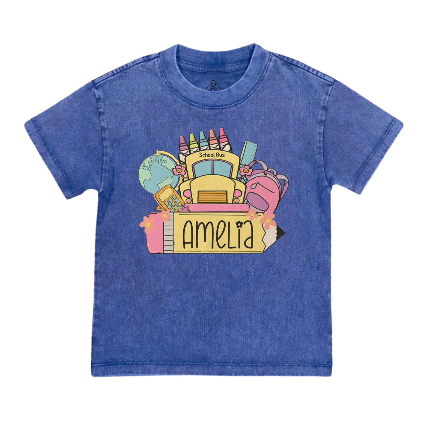 Personalized Back To School Girls Name Toddler&Kids Washed Tees