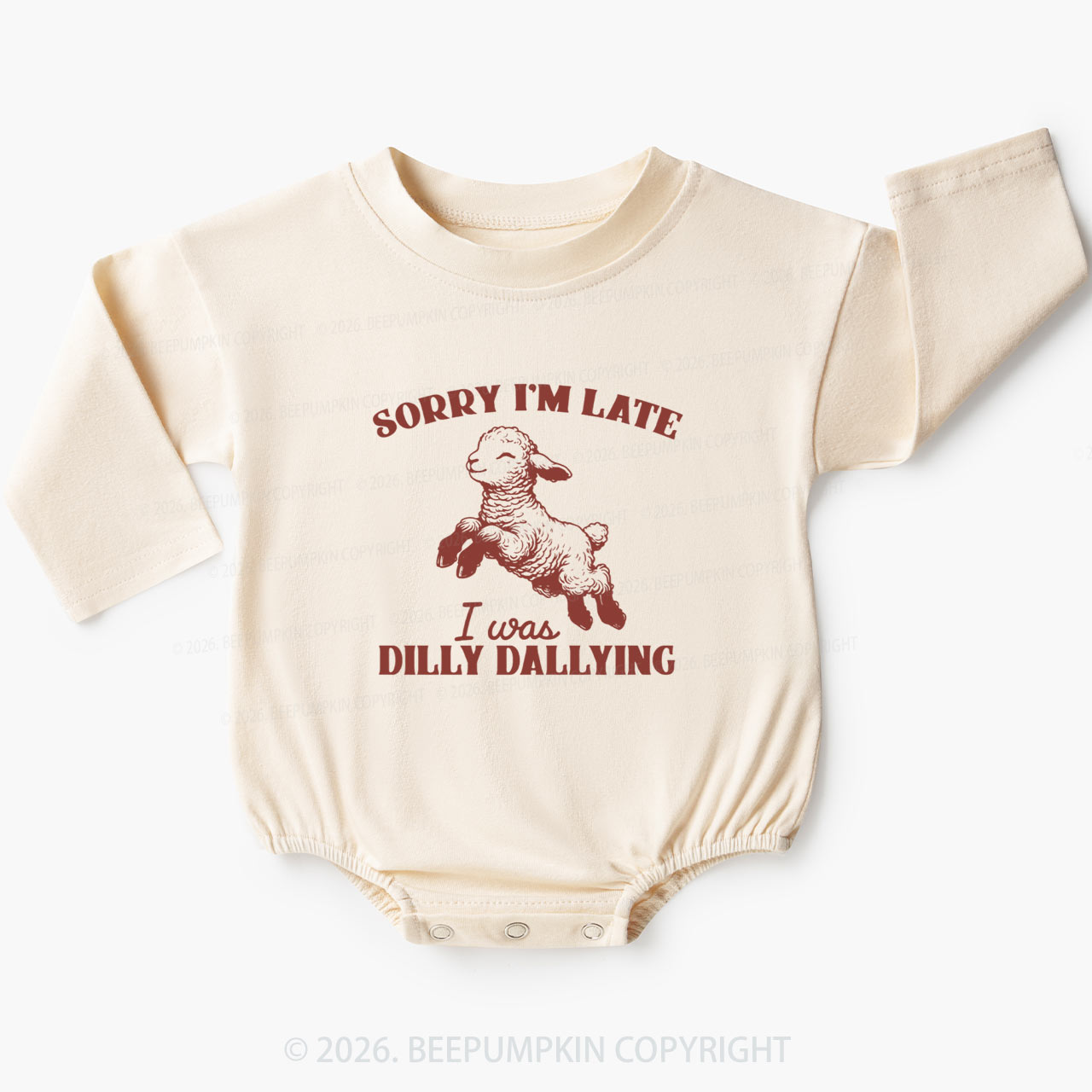 Sorry I'm Late I Was Dilly Dallying Lamb Sheep Baby Bubble Romper