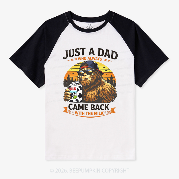 Just A Dad Who Always Came Back With The Milk Retro Raglan T-Shirt