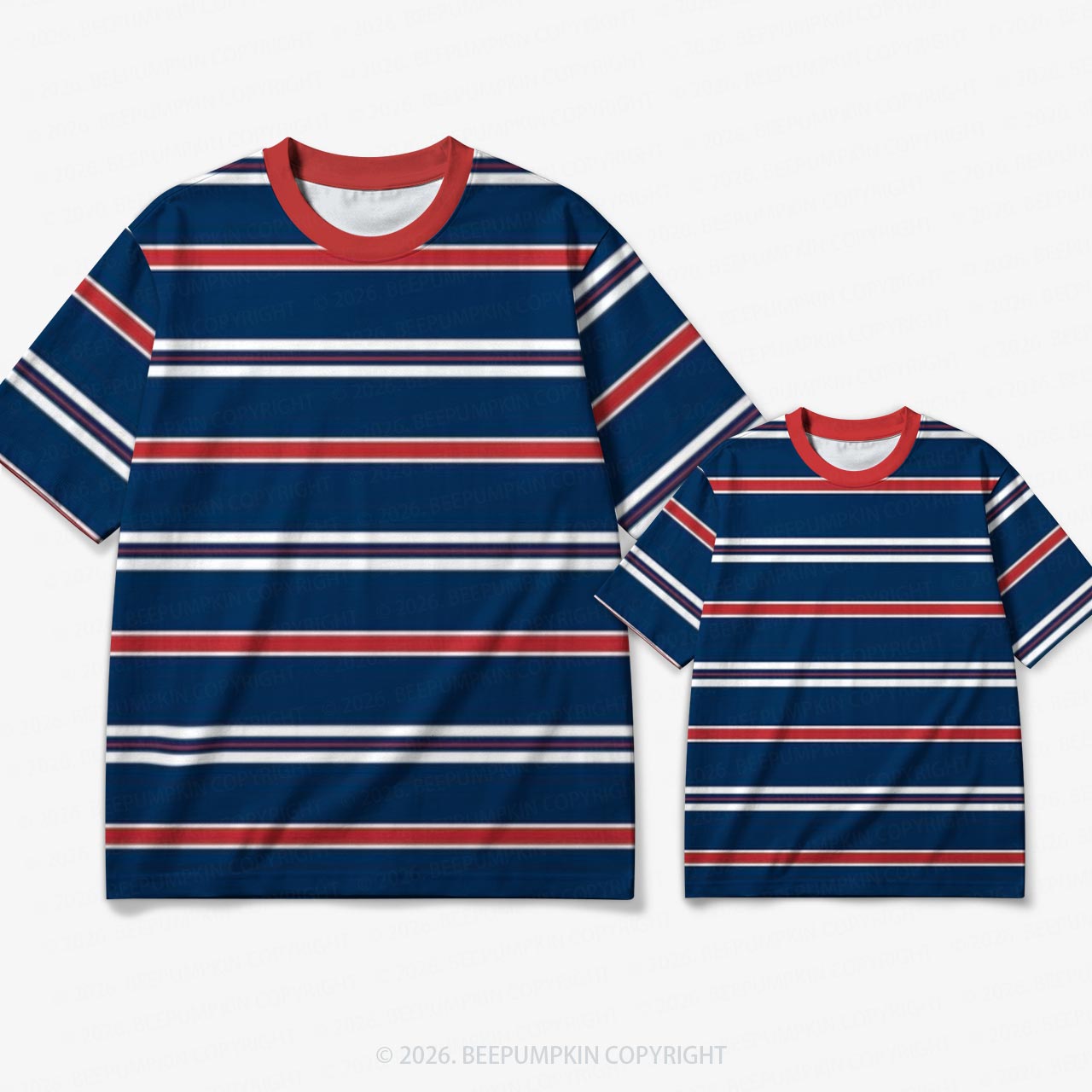 Retro Navy Classic Stripe Family Matching Ringer T-Shirt
