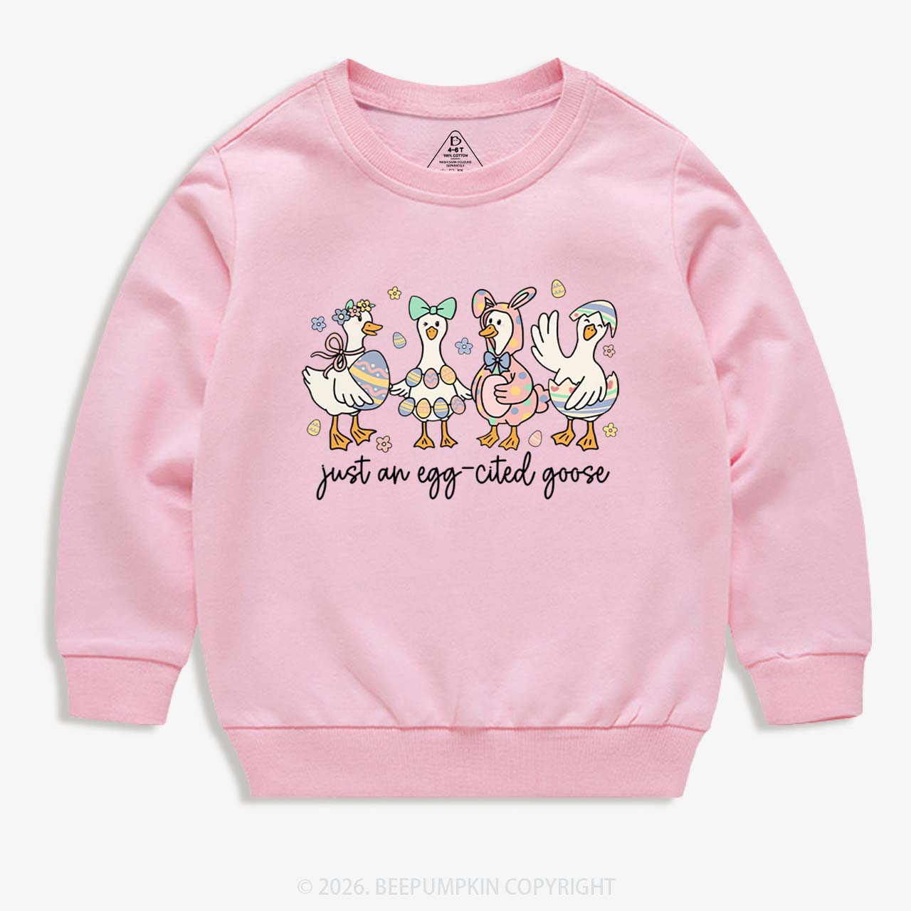 Just an Egg-cited Goose Happy Easter Kid's Sweatshirt