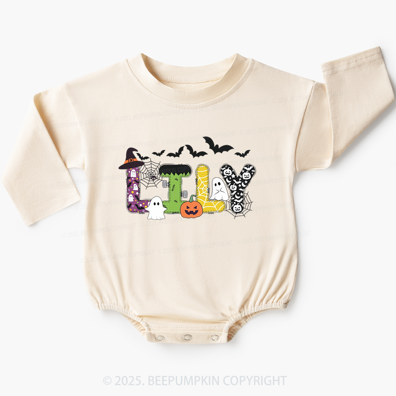 Personalized Halloween Name Baby Bubble Romper Beepumpkin