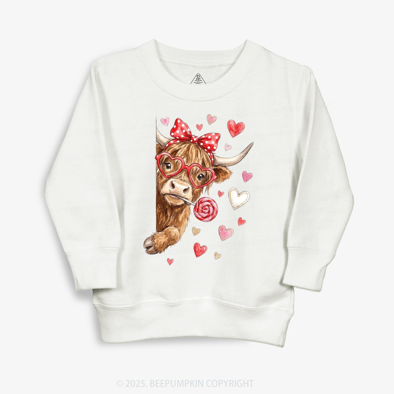 Valentine Highland Cow Kid's Sweatshirt