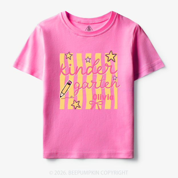 Personalized Retro Stripe Kindergarten Toddler&Kid's Tees