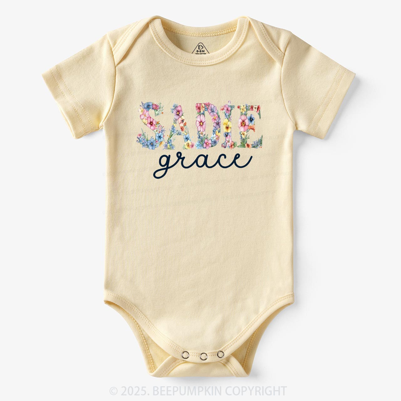 Personalized Floral Name Bodysuit Beepumpkin