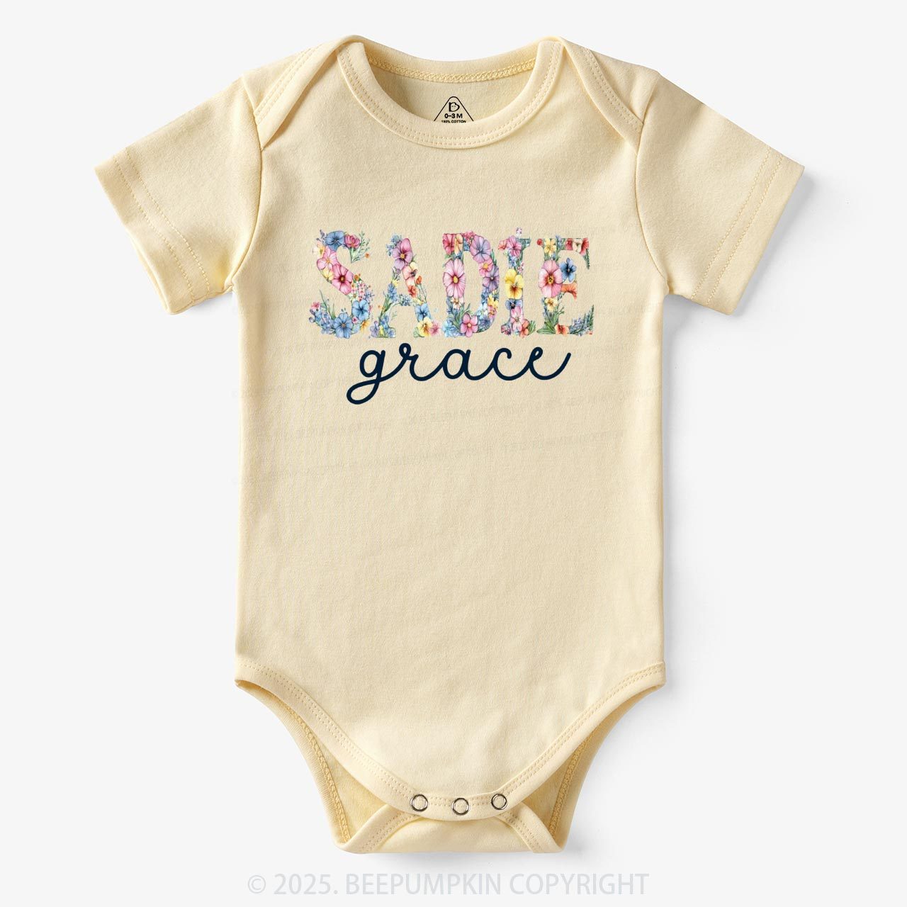 Personalized Floral Name Bodysuit Beepumpkin