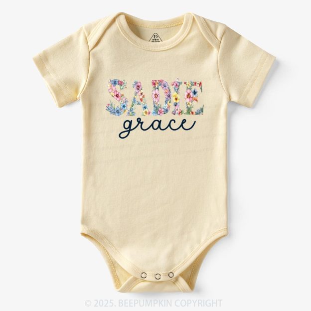 Personalized Floral Name Bodysuit Beepumpkin