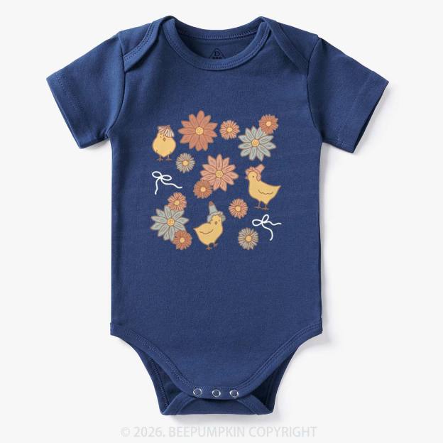 Farm Flower Chicks Baby Bodysuit