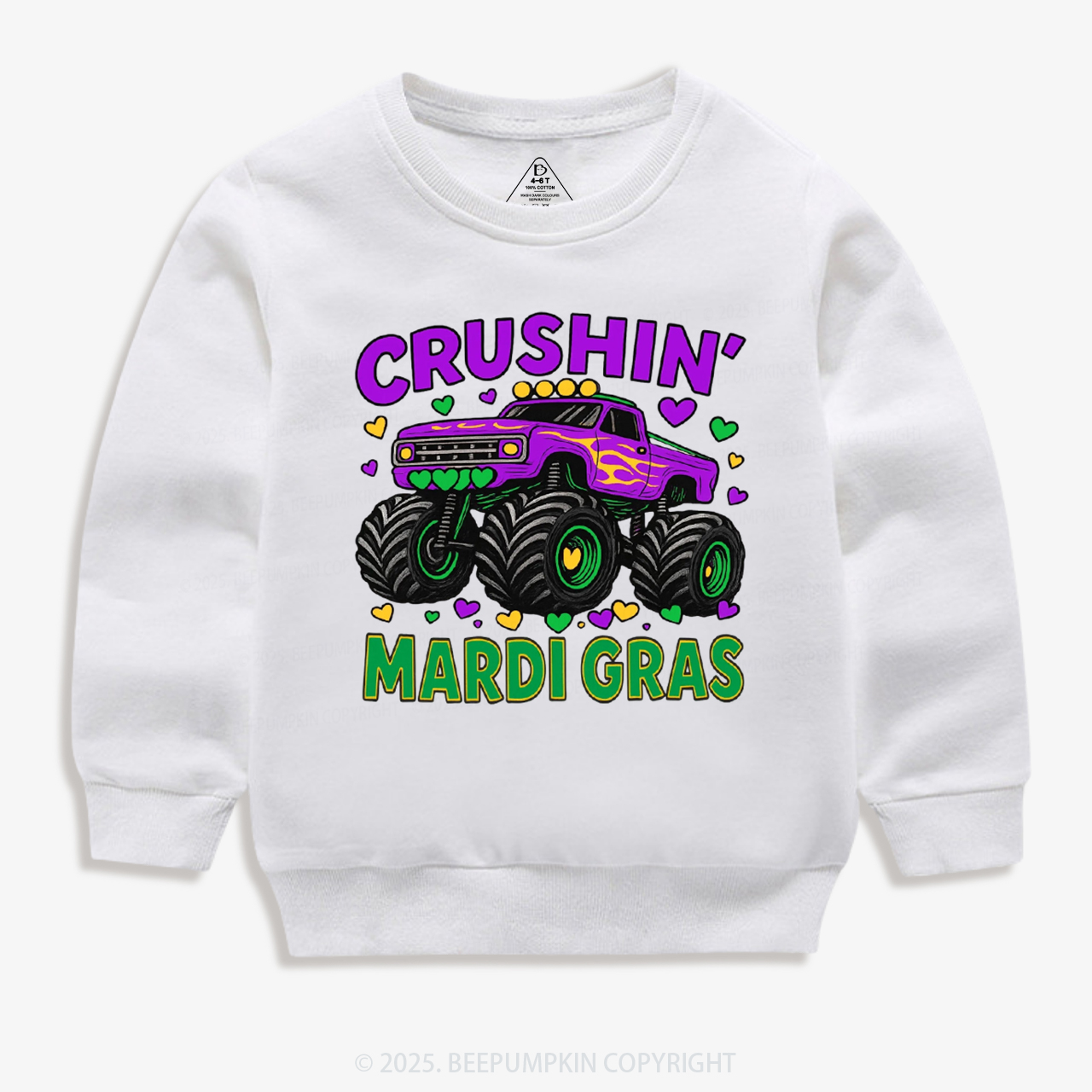 Crushin' Mardi Gras Monster Truck Kid's Sweatshirt