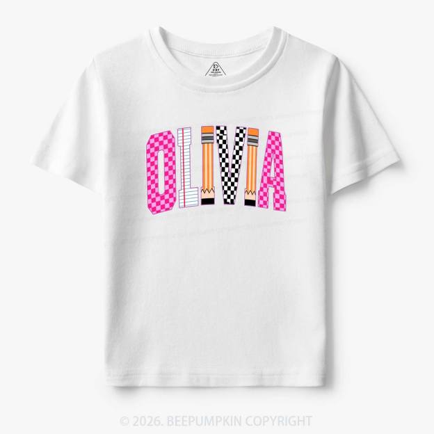 Personalized Name Retro School Preppy Toddler&Kid's Tees