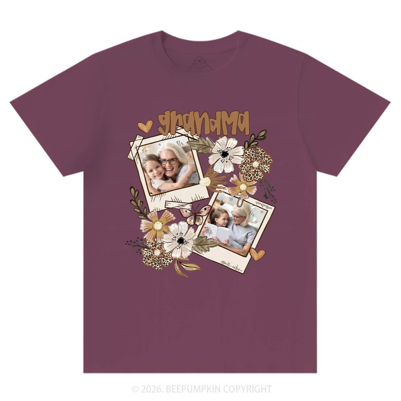 Personalized Photo With Floral T-Shirt For Mom