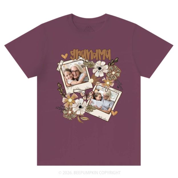 Personalized Photo With Floral T-Shirt For Mom