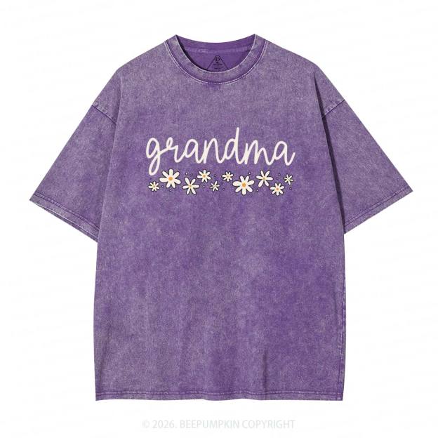 Daisy Floral Grandma Adult Washed T-Shirts