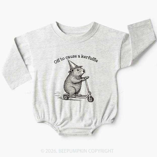 Off To Cause A Kerfuffle Groundhog Scooter Baby Bubble Romper