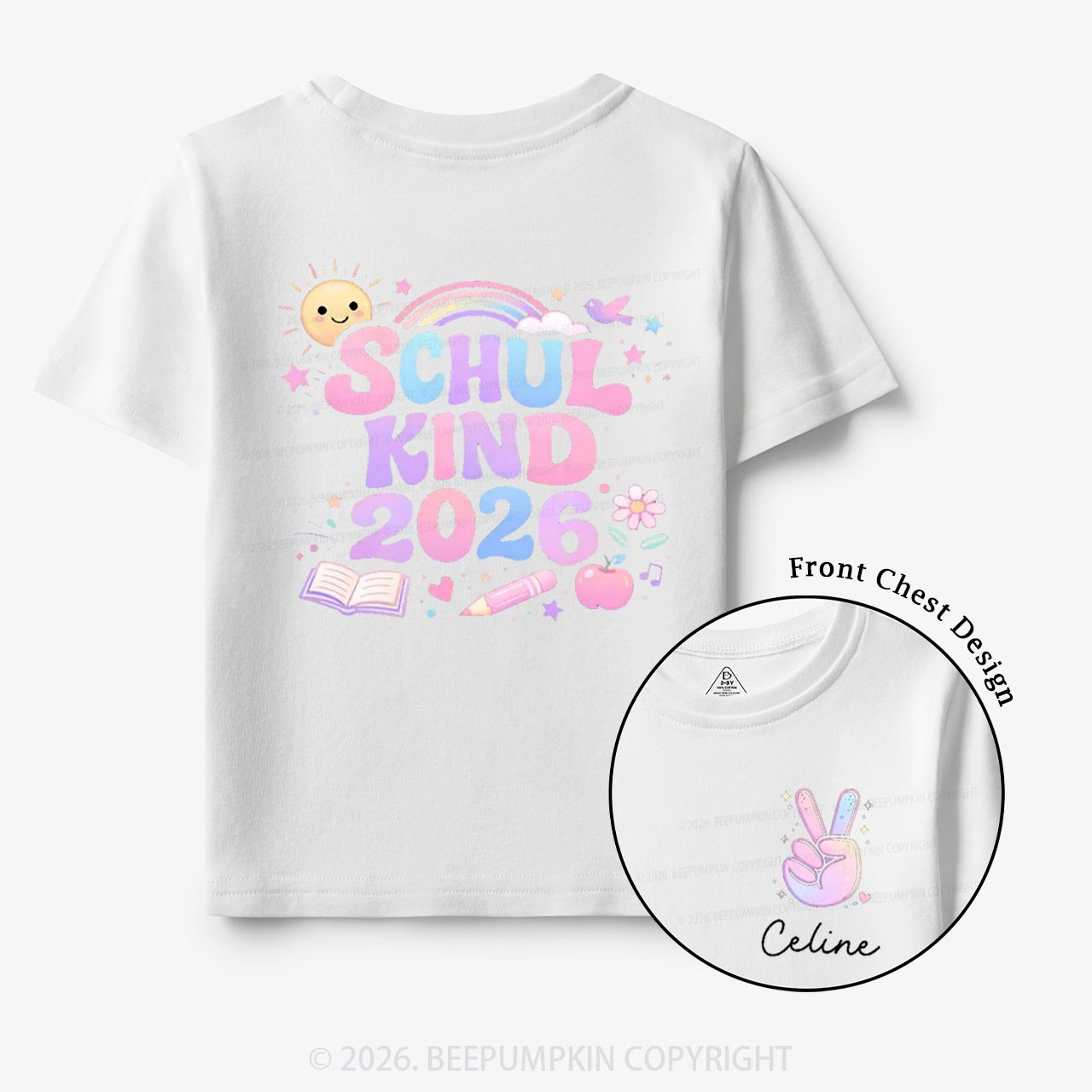 Personalized School Kid 2026 Peace & Sunshine Toddler&Kid's Shirts