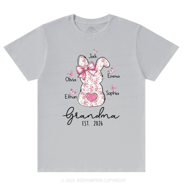 Personalised Pink Floral Butterfly Bunny Easter T-Shirt