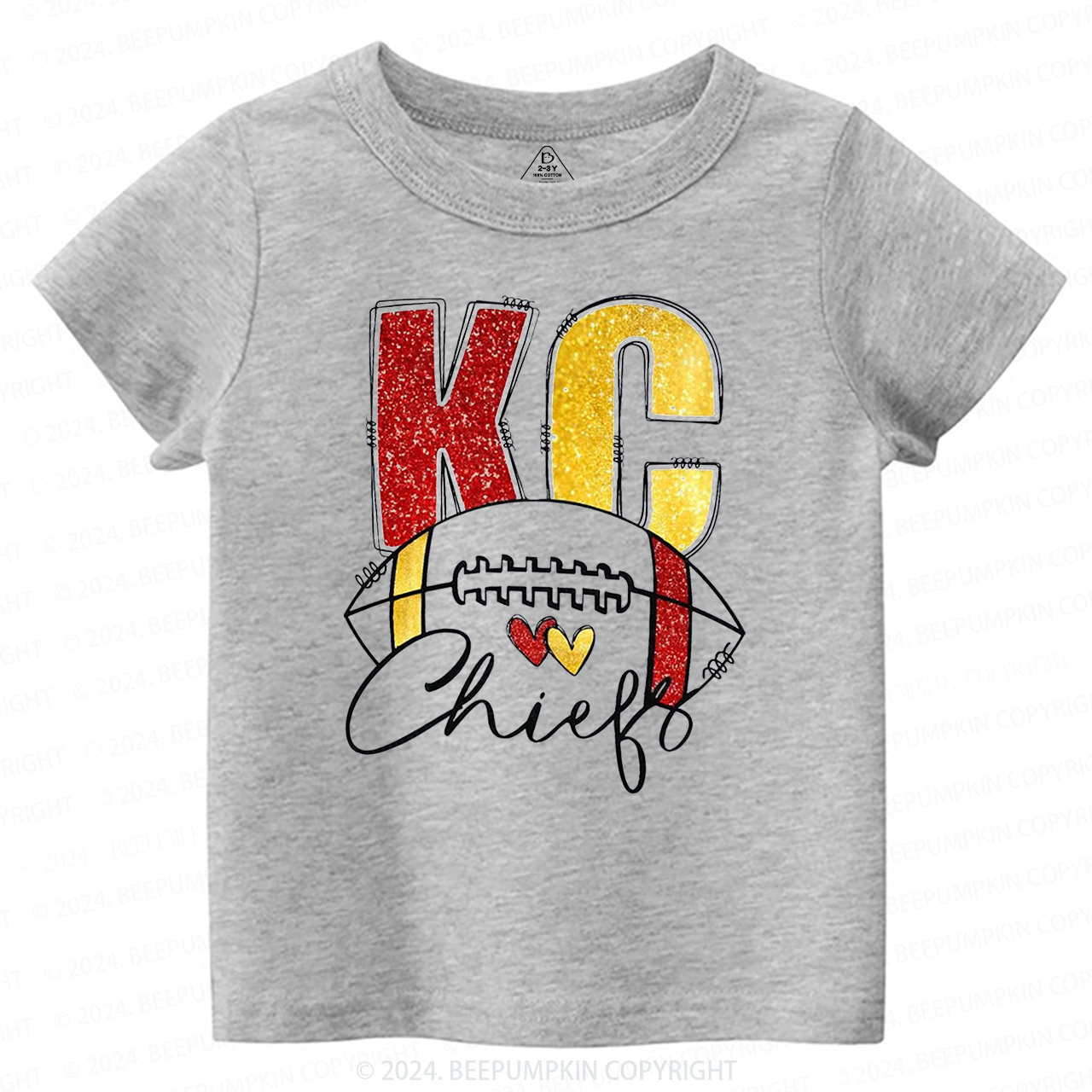 KC Football Glitter Toddler&Kids Tees Beepumpkin 