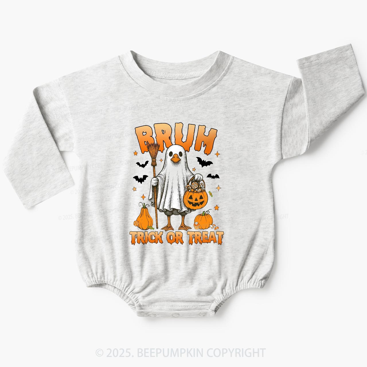 Boo Ghost Goose Bruh Baby Bubble Romper Beepumpkin