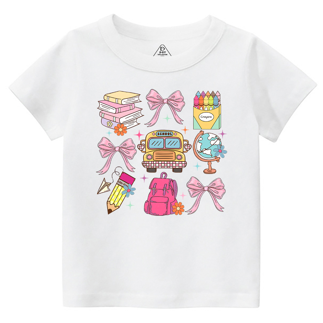 Bow Stationery Back To School Toddler&Kids Tees 
