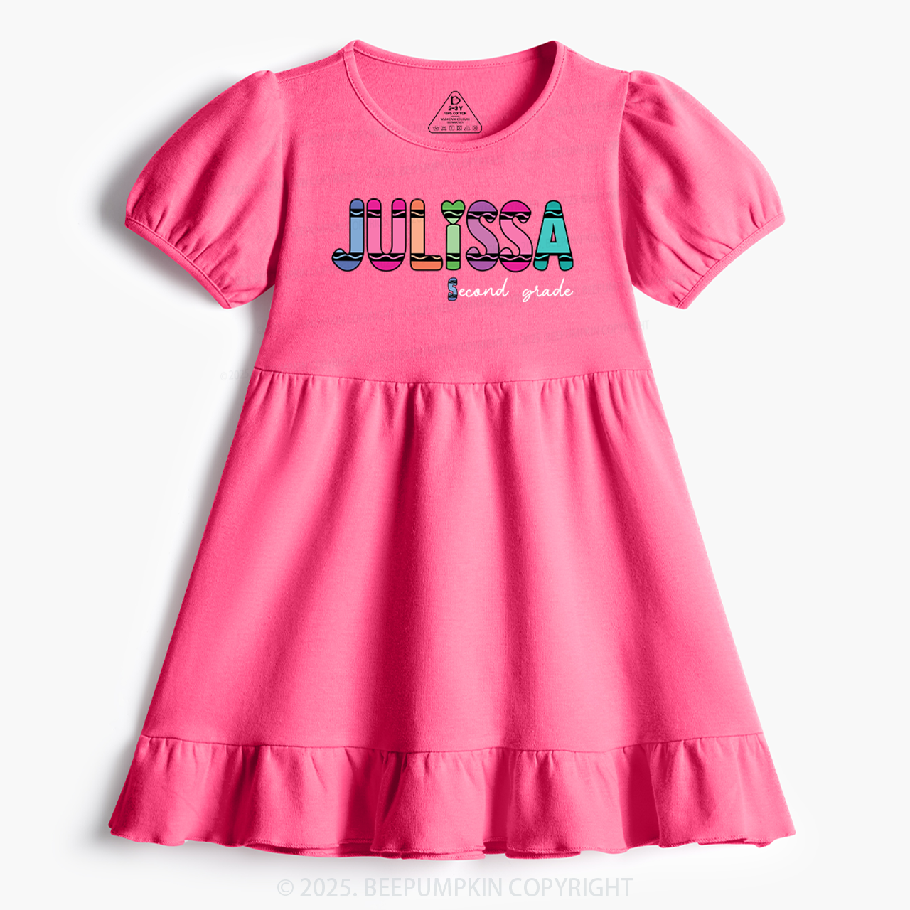 Personalized Colorful Name Magic Toddler&Kid's Ruffle Dress Beepumpkin 