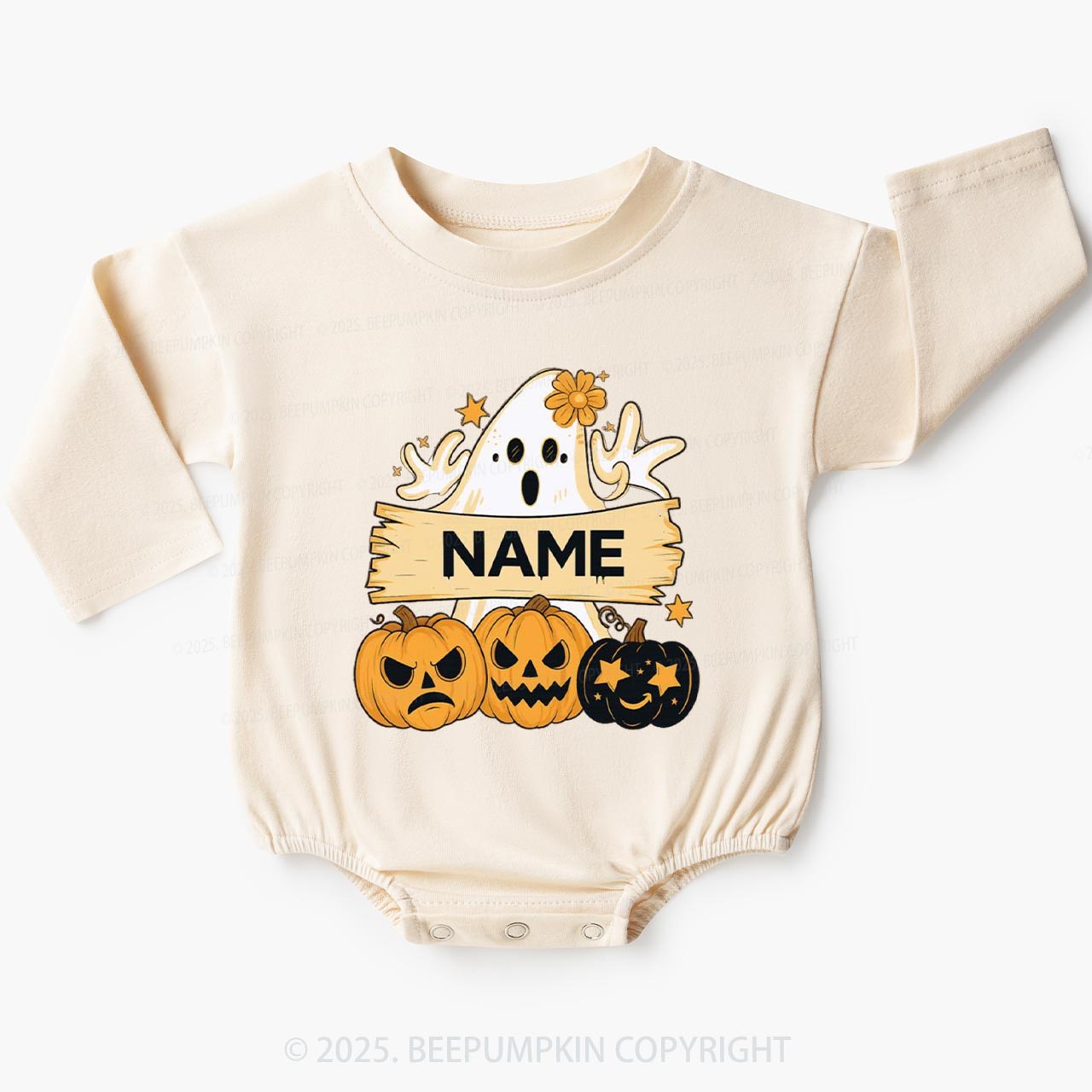 Personalized Trick Or Treat Baby Bubble Romper Beepumpkin