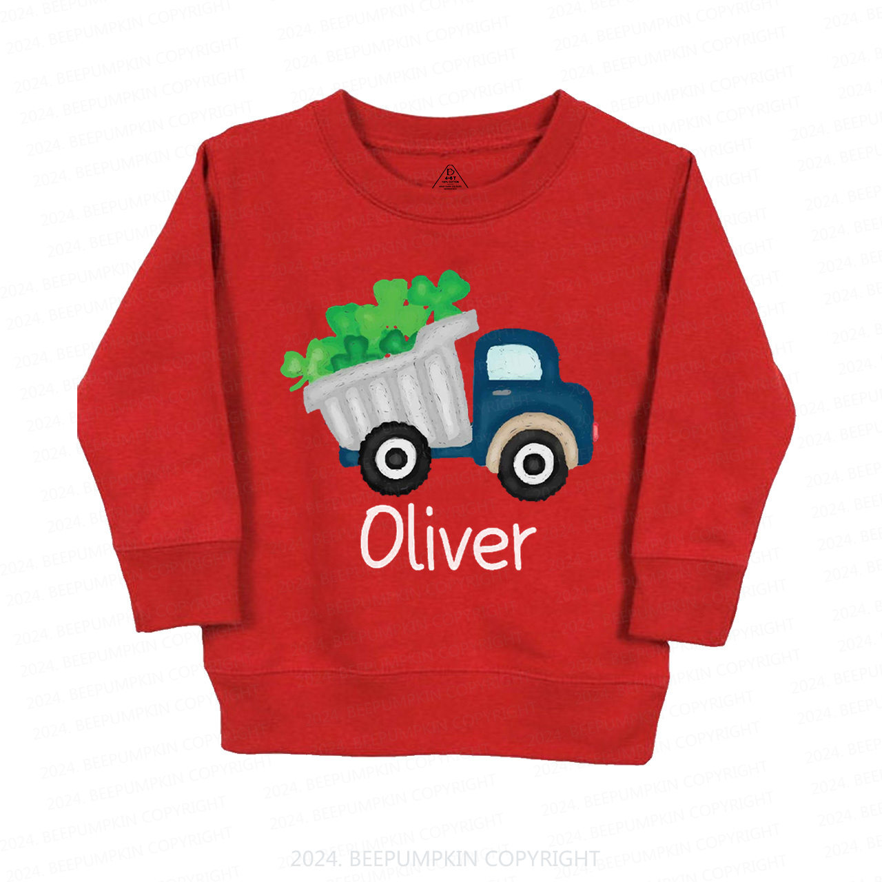 Personalized Shamrock Truck St.Patricks Day Kids Sweatshirt