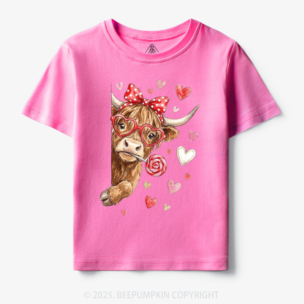 Valentine Highland Cow Toddler&Kid's Tees Beepumpkin