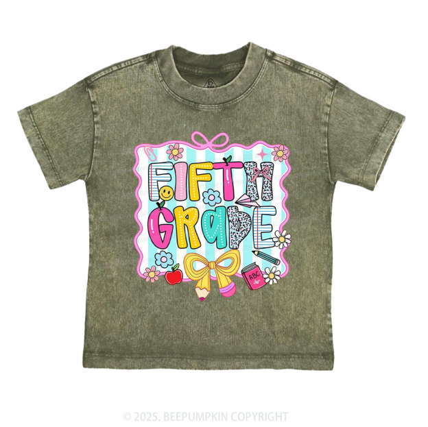 Personalized Happy School Vibes Toddler&Kids Washed Tees