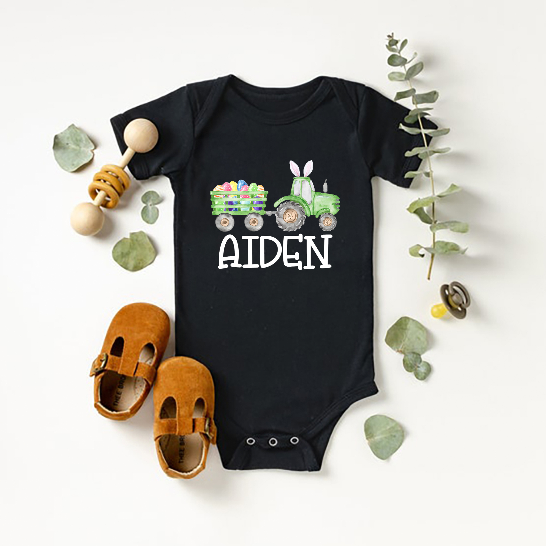 Personalized Bunny&Truck Easter Baby Bodysuit