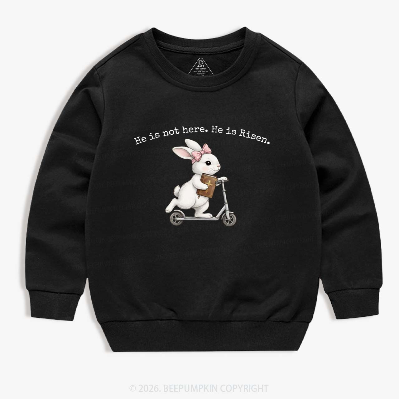 He Is Not Here He is Risen Rabbit Christian Easter Kid's Sweatshirt