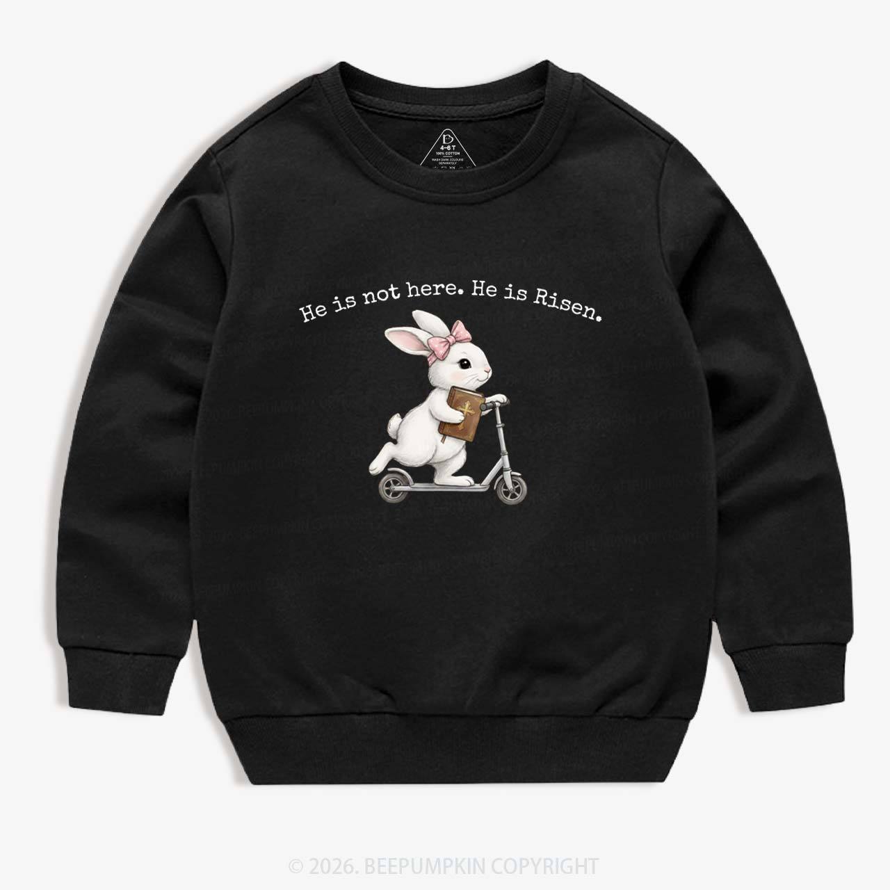 He Is Not Here He is Risen Rabbit Christian Easter Kid's Sweatshirt