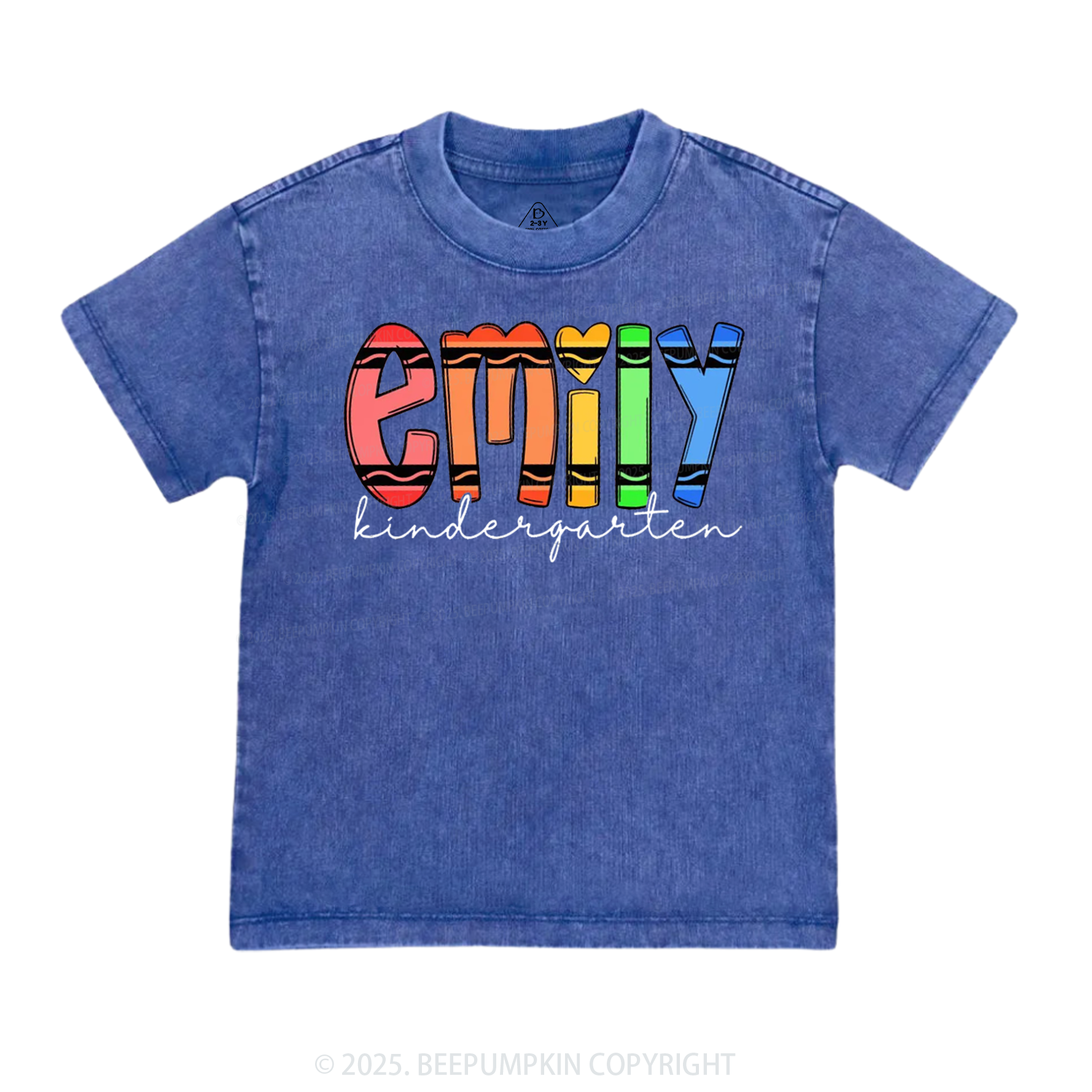 Personalized Colored Crayon Name Toddler&Kids Washed Tees