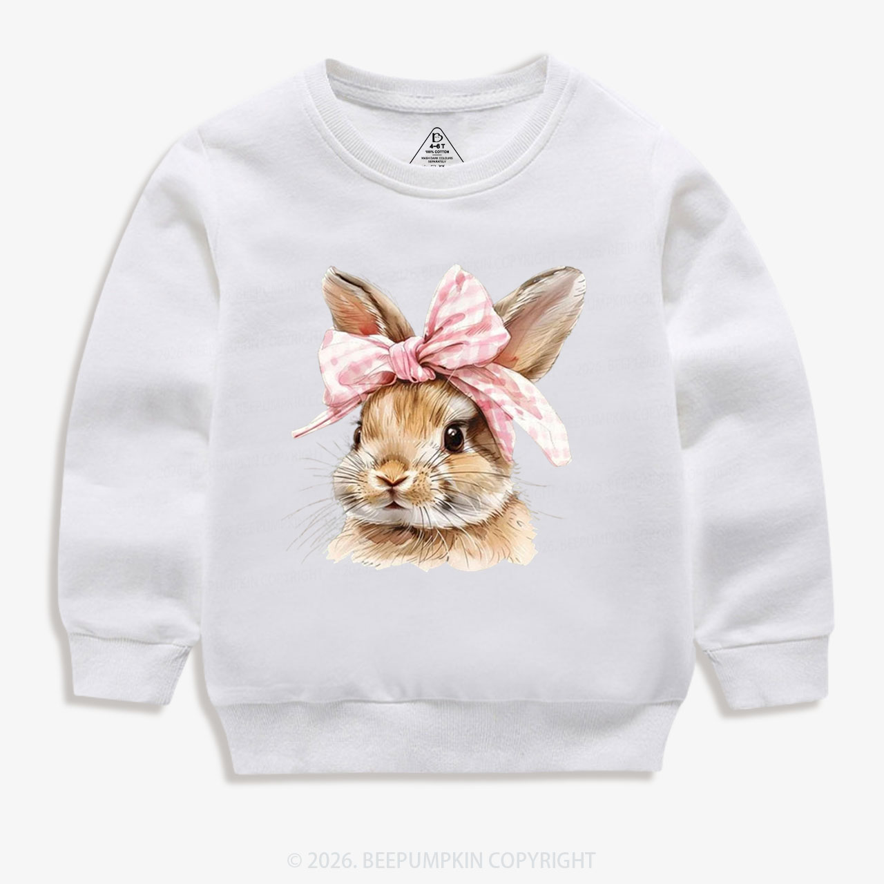 Cute Bunny with Bow Easter Kid's Sweatshirt