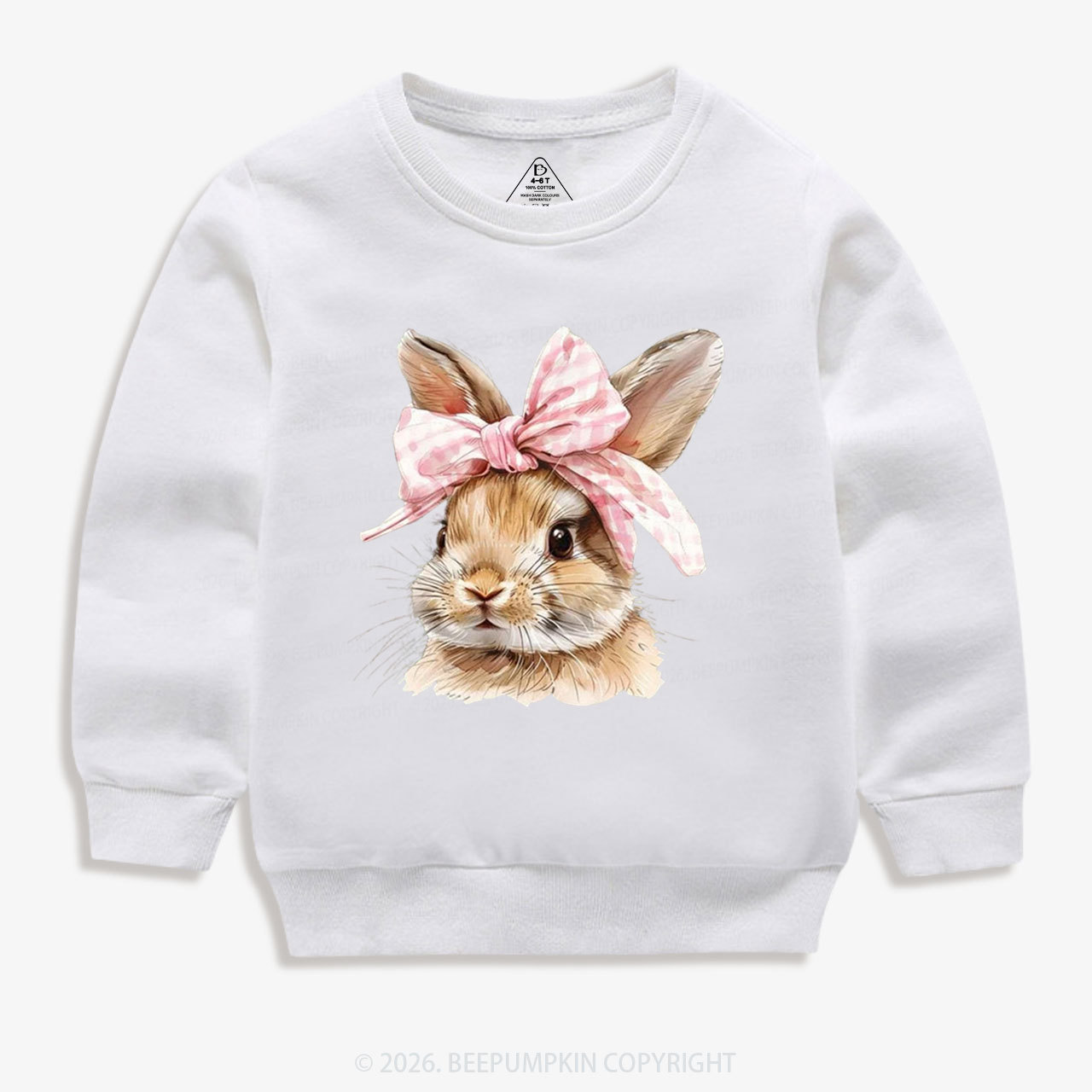 Cute Bunny with Bow Easter Kid's Sweatshirt