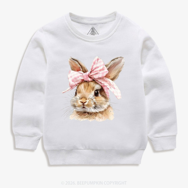 Cute Bunny with Bow Easter Kid's Sweatshirt