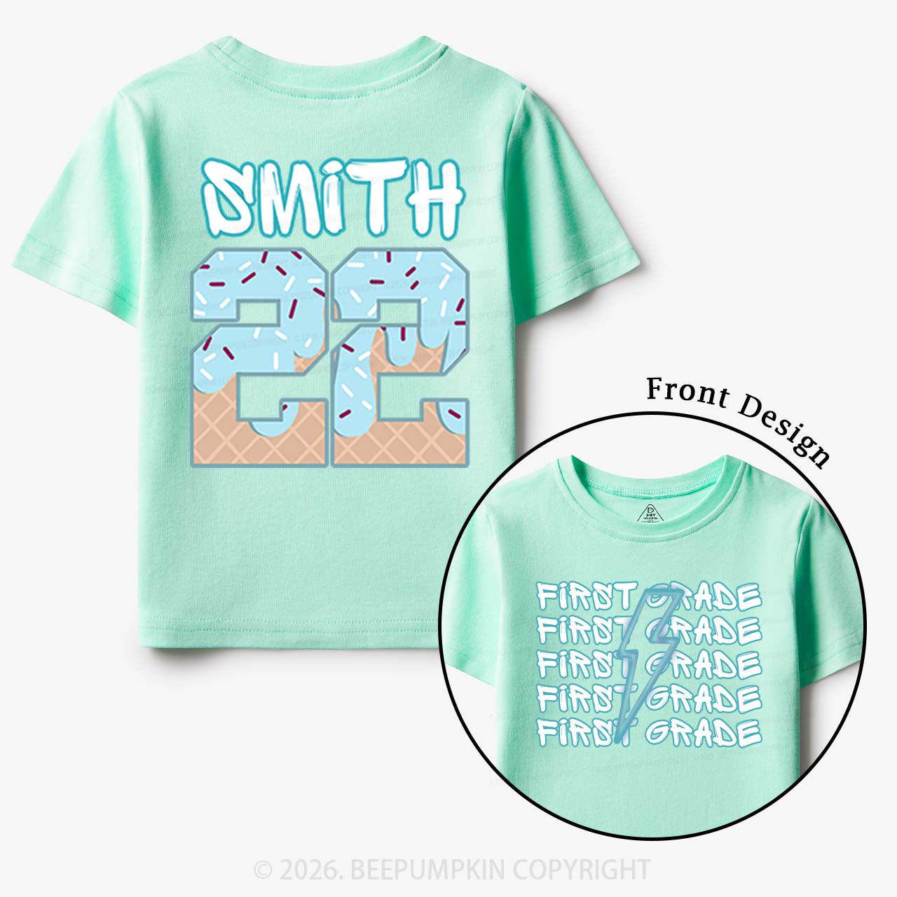 Personalized Blue Lightning Grade Toddler&Kid's Tees Beepumpkin