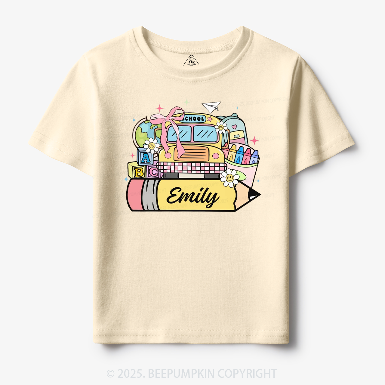 Personalized Kid Name School Bus Toddler&Kid's Tees Beepumpkin