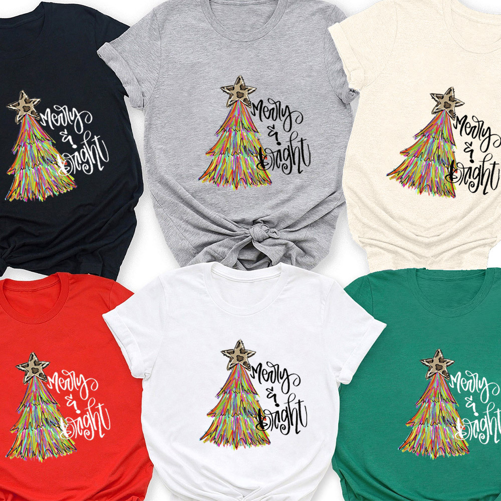 Merry & Bright Christmas Tree Family Matching Shirt