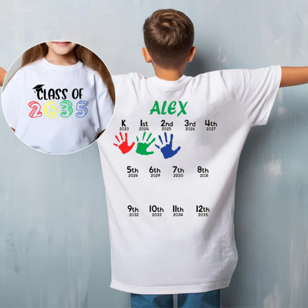 Hand Print-Class Of 2035 Personalized Shirts For School Kids
